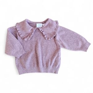 ADD-ON | Zara Baby Girls Pink Knit Sweater Ruffle Collar Size 9-12 Months